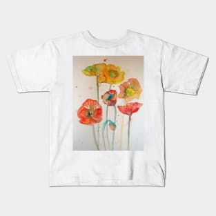 Abstract Poppy Watercolor Painting Kids T-Shirt